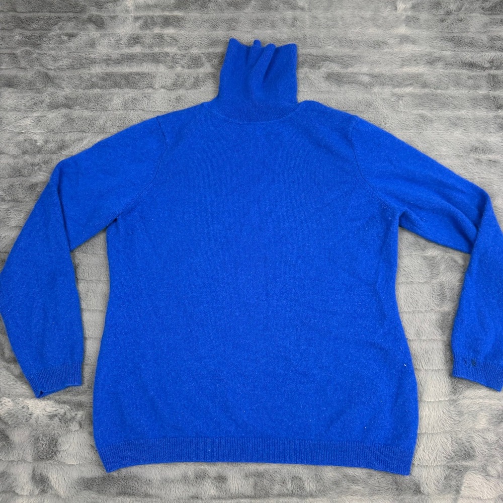 Charter Club Luxury Cashmere Turtleneck Sweater Royal Blue Womens XL Cashmere